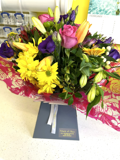 Vibrant Mother's Day Handtied - A bright and colourful bouquet, certain to brighten your mum's day.
Picture shown is £75.