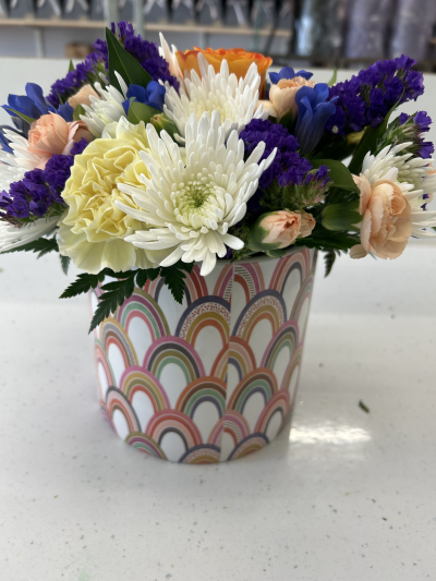Mother's Day Ceramic - Colour ceramic pot with a lovely colourful display inside